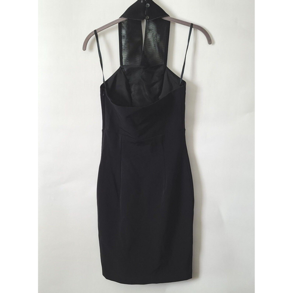 Kora Rae Fitted Halter Dress Size XS Black Mini Side Zip Mesh Halter LBD EUC - Picture 3 of 10